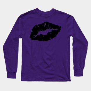 Beautiful Black Lipstick Kiss Isolated Long Sleeve T-Shirt